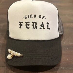 Kind of Feral Black and White Trucker Hat